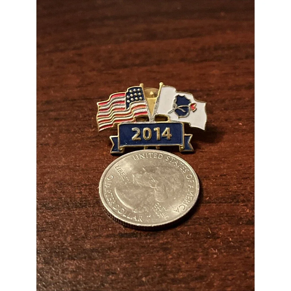 2014‎ National Law Enforcement Memorial Dual Flags Lapel Hat Pin